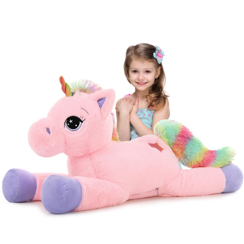Tezituor 32in Giant Unicorn Plush ToysCute Rainbow Pink Unicorn Stuffed AnimalsUnicorn Birthday Decorations for GirlsBig Unicorns Gifts for Children - Image 3