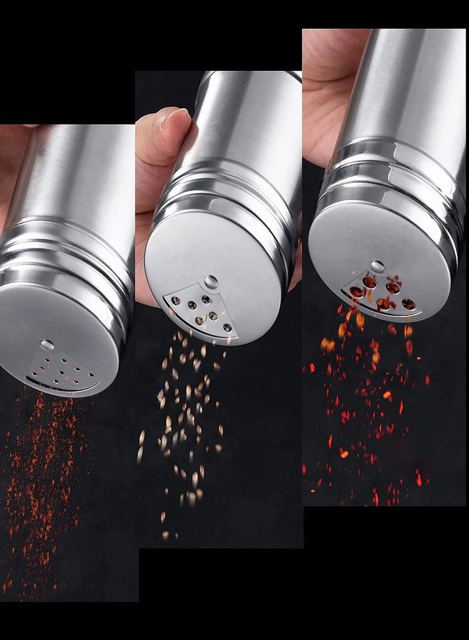 Wolpin Stainless Steel Salt & Pepper Shakers Set Sprinkler with Adjustable Pour Holder Covering Spice Box Sprinkler (Set of 2 Pcs) - Image 3
