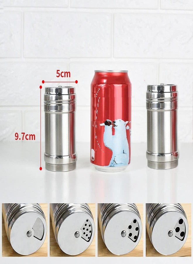 Wolpin Stainless Steel Salt & Pepper Shakers Set Sprinkler with Adjustable Pour Holder Covering Spice Box Sprinkler (Set of 2 Pcs) - Image 2