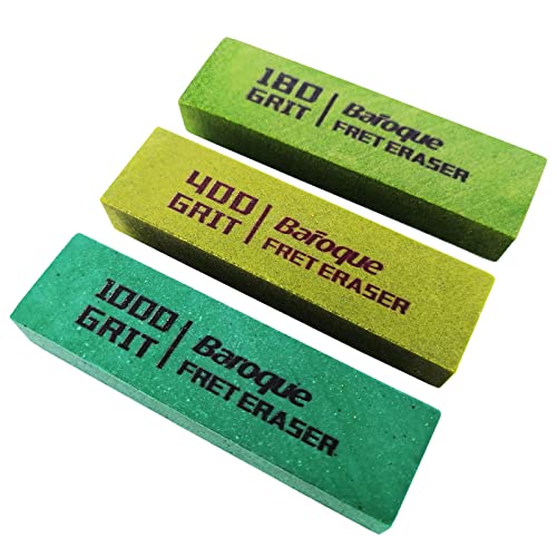 Baroque Fret Erasers 180 & 400 & 1000 Grits, Guitar Fret Polishing Abrasive Rubber Blocks, Set of 3 Grits - Image 1