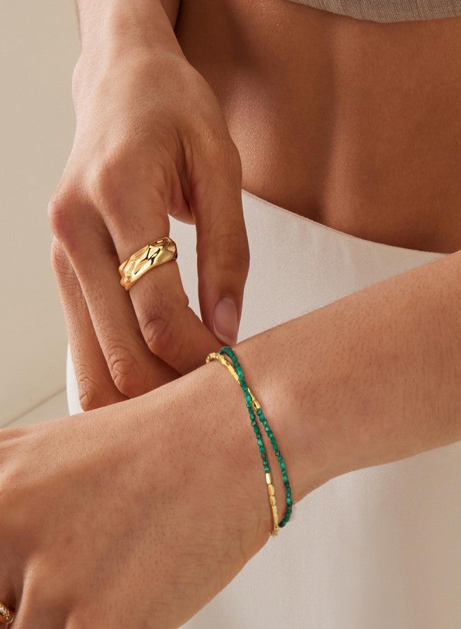 Fettero Charm Bracelet for Women Trendy - Dainty Gold Bracelet Stack Cute Beads Bracelet 14K Gold Plated Layered Boho Bracelets Jewelry - Image 2