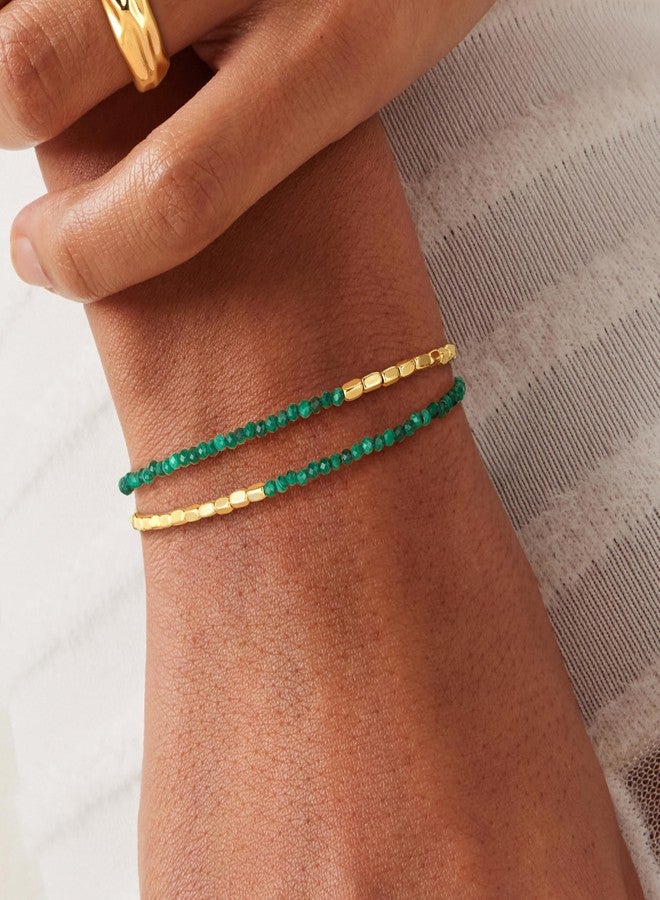 Fettero Charm Bracelet for Women Trendy - Dainty Gold Bracelet Stack Cute Beads Bracelet 14K Gold Plated Layered Boho Bracelets Jewelry - Image 3