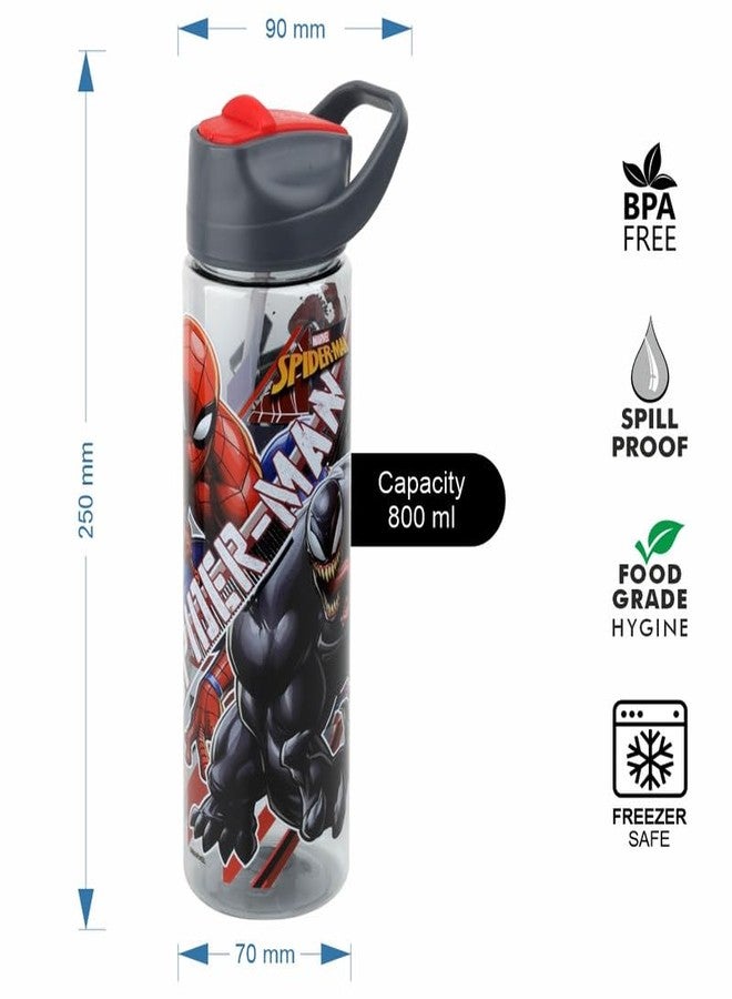 SKi Homeware SKI GLIDE Sipper Water Bottle 800 ML, for School, Sports, Trek, Travel | Teens and Kids | 800 ML, Leakproof, Light Weight, Pop-up Sipper with Handle| Character Merchandise | Spiderman - Image 2