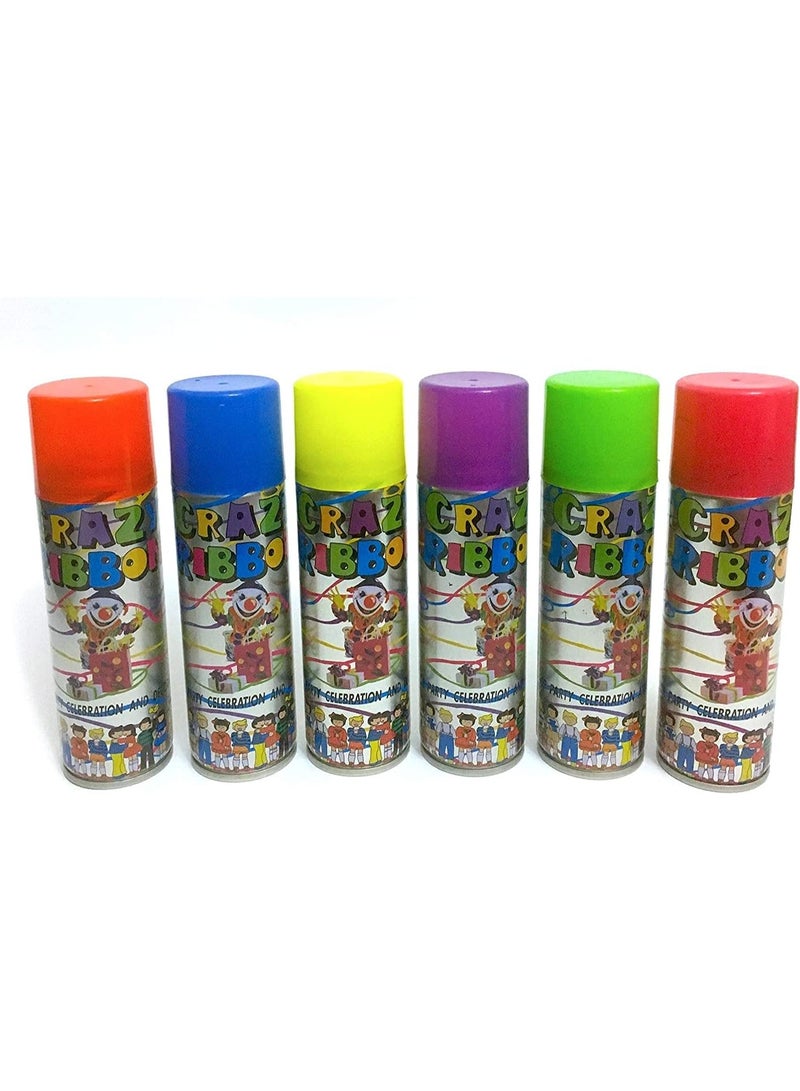 بامير عبوة من 6 بخاخات حفلات للأطفال بخيوط ملونة للاحتفالات، بخاخ وزينة حفلات بشرائط زخرفية، بخاخ شرائط زخرفية، اليوم الوطني لدولة الإمارات العربية المتحدة | بخاخ حفلات | تركيبة واقعية وآمنة - Image 1