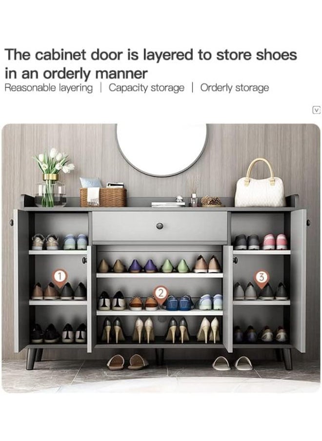 Generic Sharpdo Shoe Cabinet, Modern Storage Shoe Rack, Simple Storage Cabinet with 4 doors, 1 drawer and 9 Tier, for Living room, Entryway, Hallway, Foyer 119 * 30 * x 84 * cm  - Image 1
