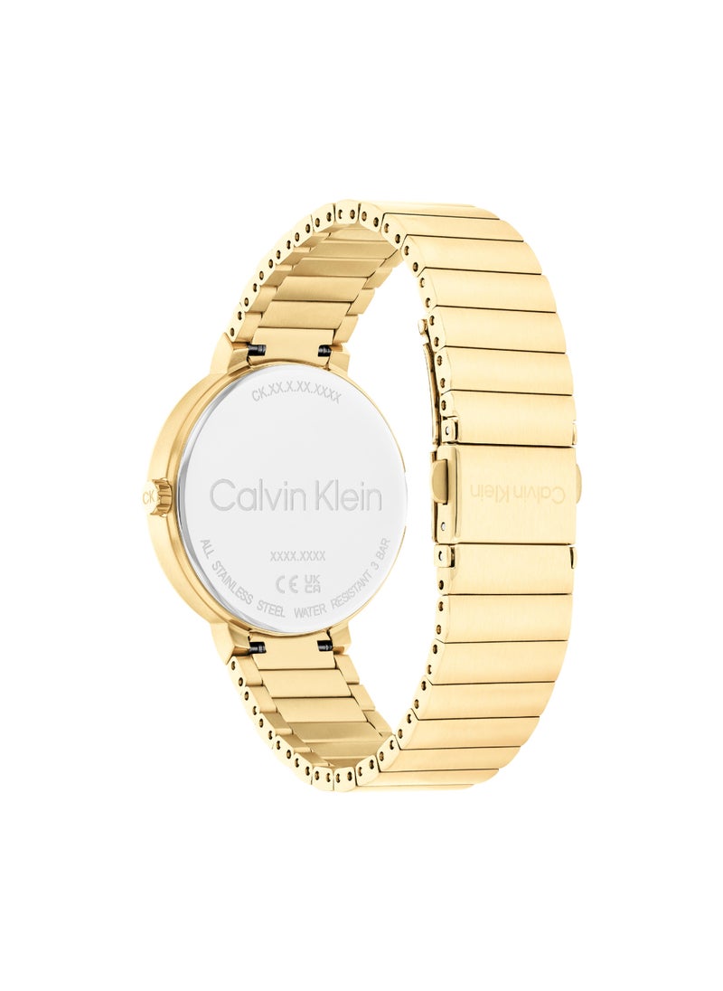 CALVIN KLEIN ساعة نسائية دائرية أنالوج بعلبة ذهبية - 25100030  - Image 3