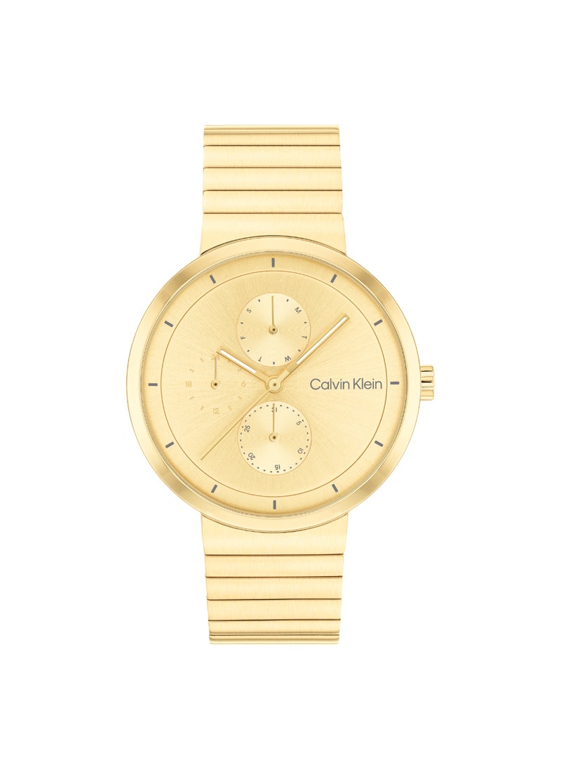 CALVIN KLEIN ساعة نسائية دائرية أنالوج بعلبة ذهبية - 25100030  - Image 1