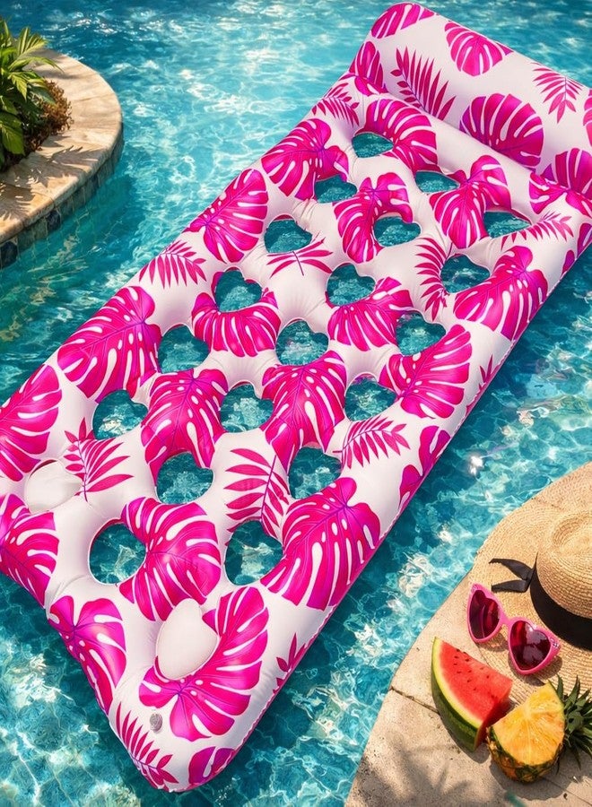 DAXANSTORE Folding Water Lounger Inflatable Raft – Pool Float, Sun Tanning Bed, Outdoor Relaxation Accessory for Pool, Lake, Beach, and Pond. (Water Lounger nflatable Raft-PINCK) - Image 2