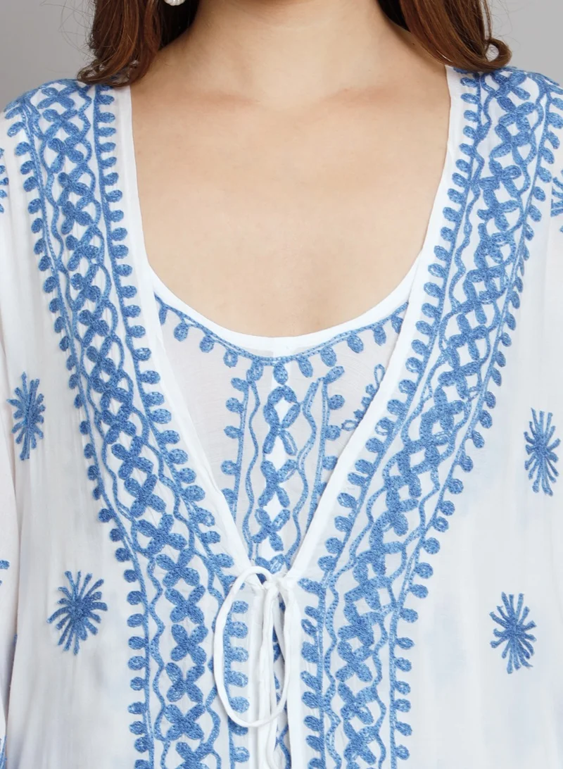 Alaya Hand Embroidered Chikankari Modal Kaftan-AL3605