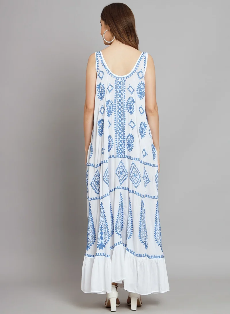 Alaya Hand Embroidered Chikankari Modal Kaftan-AL3605