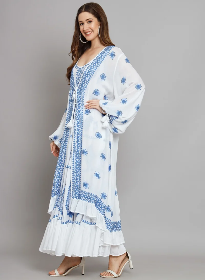 Alaya Hand Embroidered Chikankari Modal Kaftan-AL3605