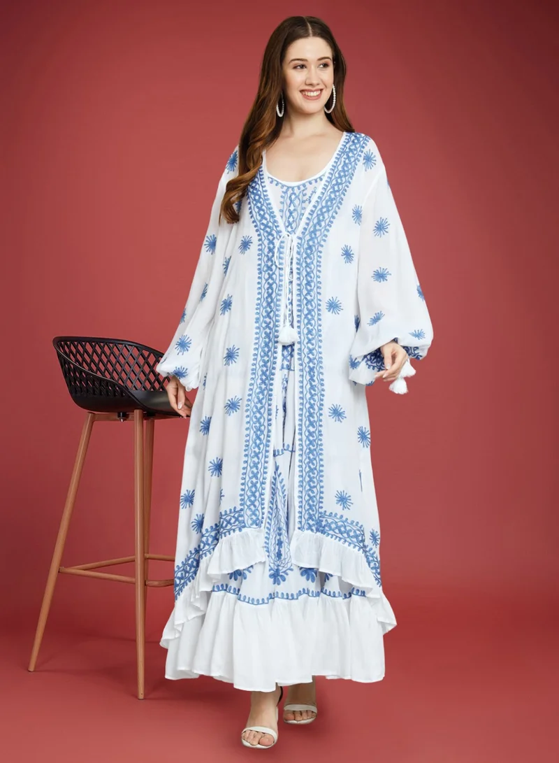 Alaya Hand Embroidered Chikankari Modal Kaftan-AL3605