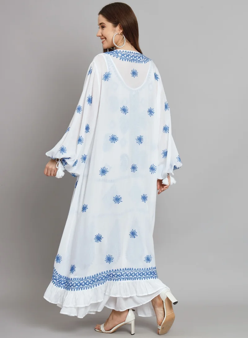 Alaya Hand Embroidered Chikankari Modal Kaftan-AL3605