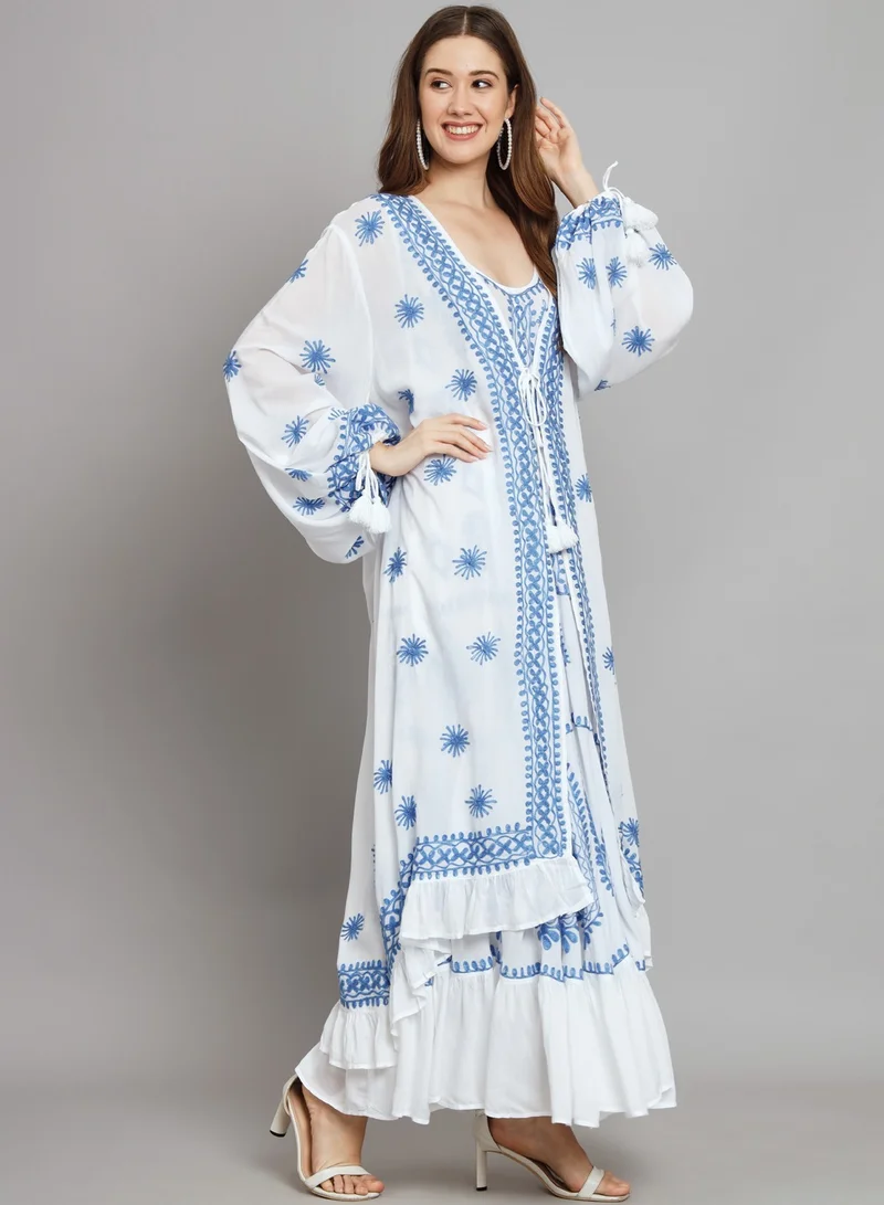 Alaya Hand Embroidered Chikankari Modal Kaftan-AL3605