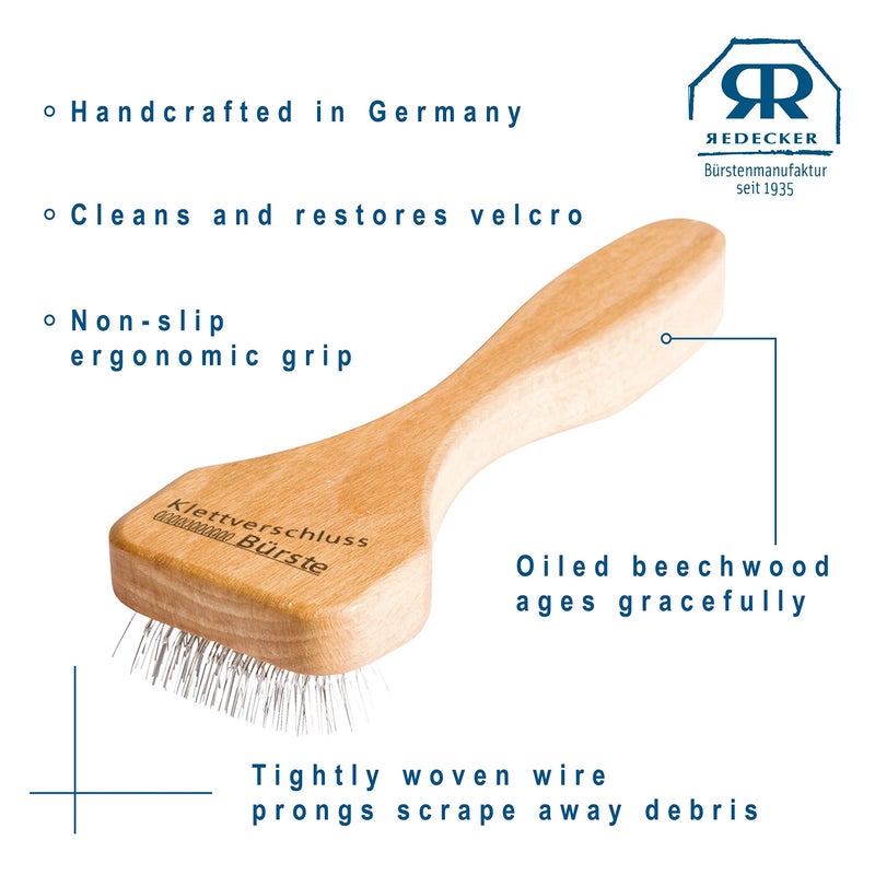 REDECKER فرشاة سلك ريدكر مع مقبض خشب الزان المدهون، 5-7/8 بوصة، متوافقة مع شريط الفيلكرو وأغراض الفيلكرو الأخرى - Image 3
