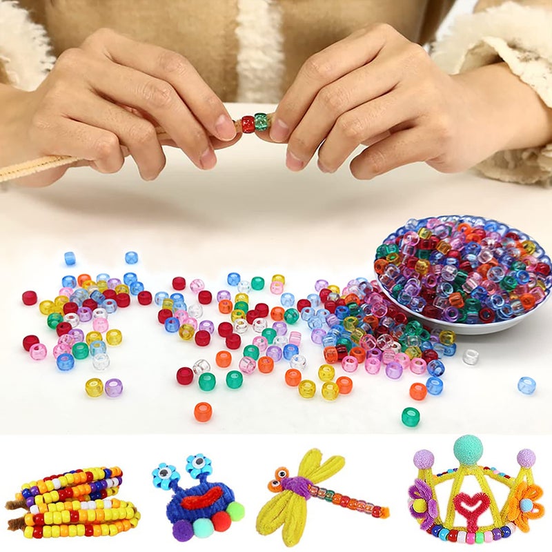 GMMA 1000 Pcs Royal Blue Pony Beads for Bracelet Plastic Beads for Jewelry Making Colourful Beads for Friendship Bracelets 6x9mm Independent Day Beads for DIY Jewelry Party Decoration Supplies - Image 3