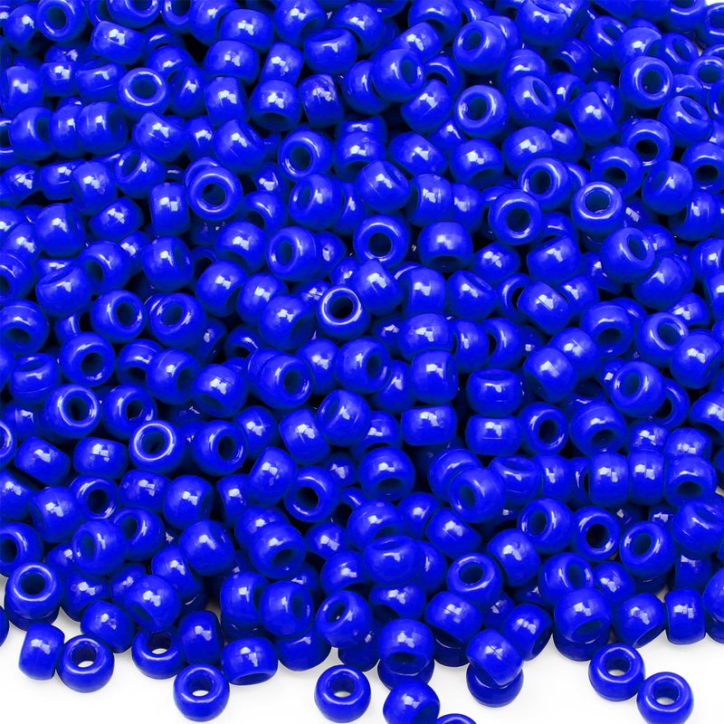 GMMA 1000 Pcs Royal Blue Pony Beads for Bracelet Plastic Beads for Jewelry Making Colourful Beads for Friendship Bracelets 6x9mm Independent Day Beads for DIY Jewelry Party Decoration Supplies - Image 1