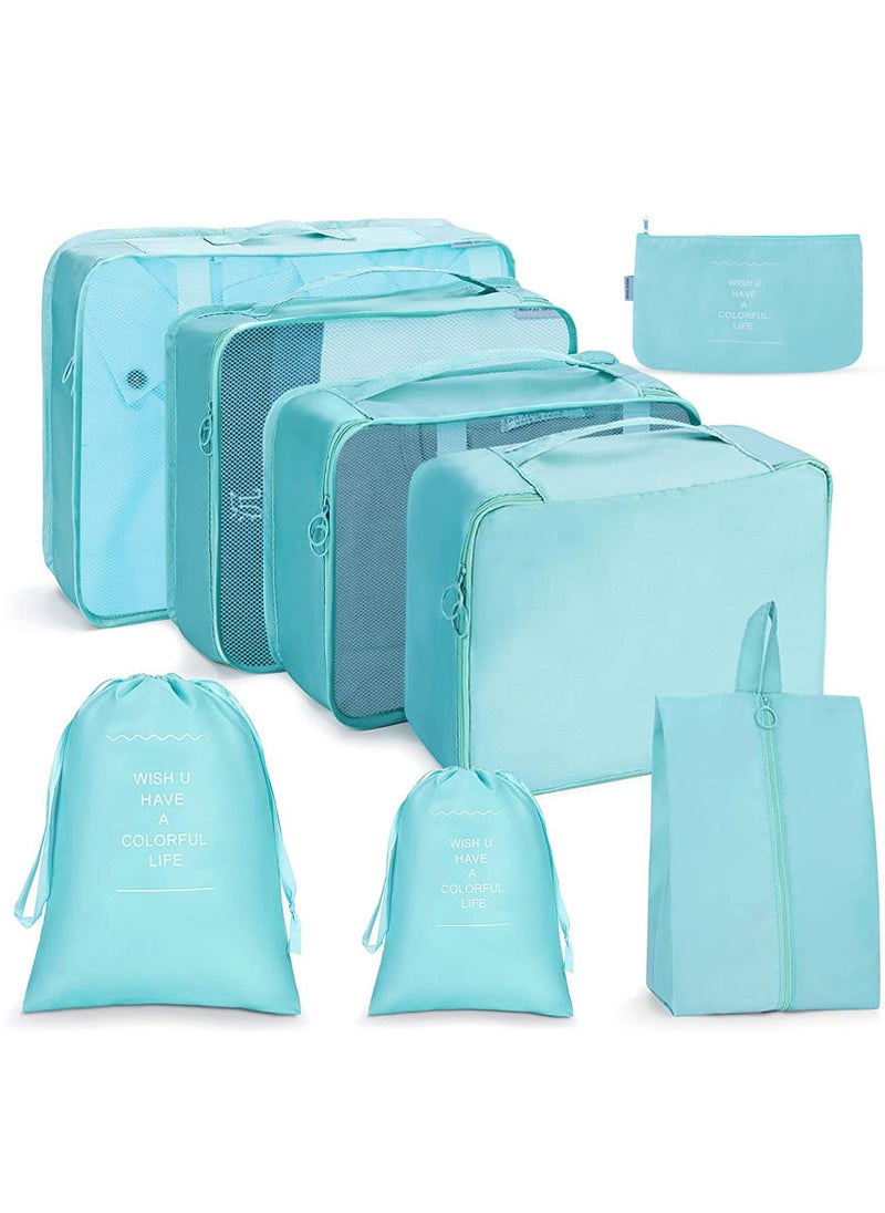 8-Piece Multi-Functional Travel Storage Luggage Storage Finishing Bag Set Green