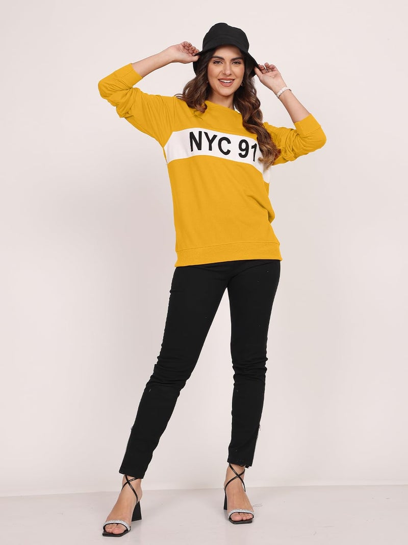 LEOTUDE Women's Loose Fit LoopKnit Sweatshirt for Women(W11_SWEATSHRTS_AI_P_YLW-NYC_L) - Image 5