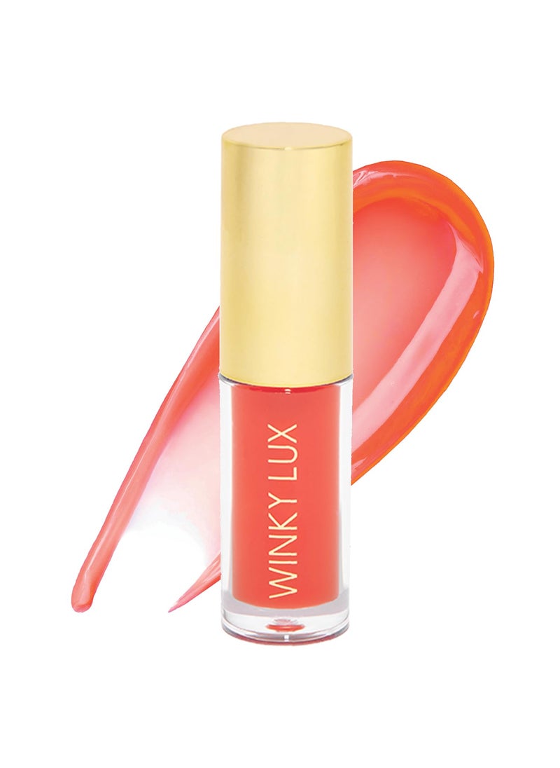 Winky Lux Winky Lux Barely There Sheer Tinted Lip Oil Hydrating Lip Gloss Tint Tinted Coral Glossy Lip Balm Juicy Non Sticky Lip Gloss Orange Lip Oil  Lip Tint with Jojoba Oil Flush 