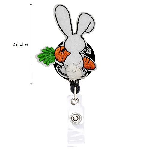 ReelFun Easter Bunny Cute Rabbit Retractable Badge Reel ID Tag, with Alligator Clip,24in Nylon Cord, Nurse Office Employee Name Badge - Image 2