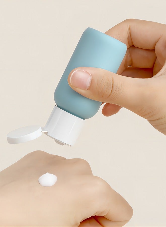 مجموعة زجاجات توزيع مستحضرات التجميل المحمولة للسفر، 60 مل، شامبو وجل استحمام وغسول أنبوبي، زجاجة علوية قابلة للطي لمستحضرات التجميل، معتمدة من إدارة أمن المواصلات الأمريكية، مجموعة حاويات سفر مضادة ل - Image 5