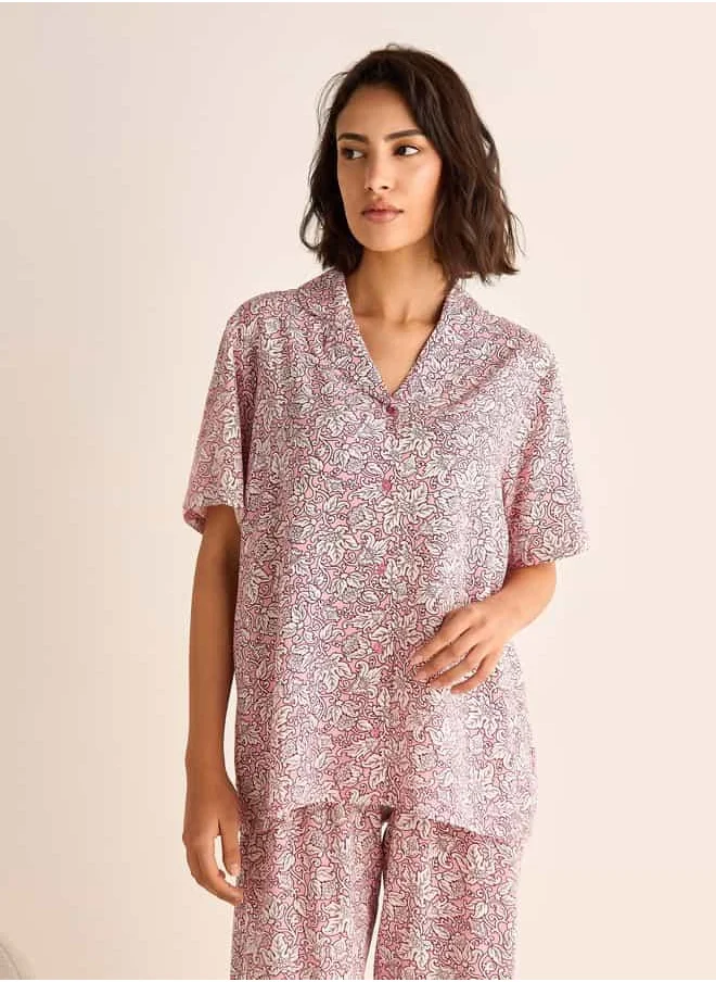FAV All-Over Floral Print Shirt and Pyjama Set