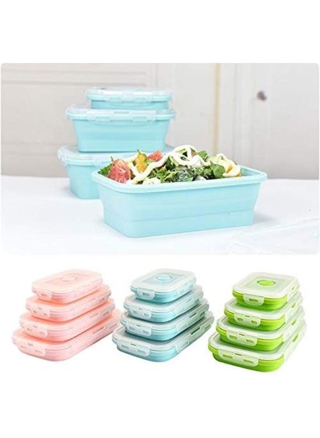Generic Lunch Boxes - Silicone Bento Lunch Box Square Leak-Proof Refrigerator Storage Box Sealed Storage Box Portable Folding Lunch Box Food Container  - Image 5