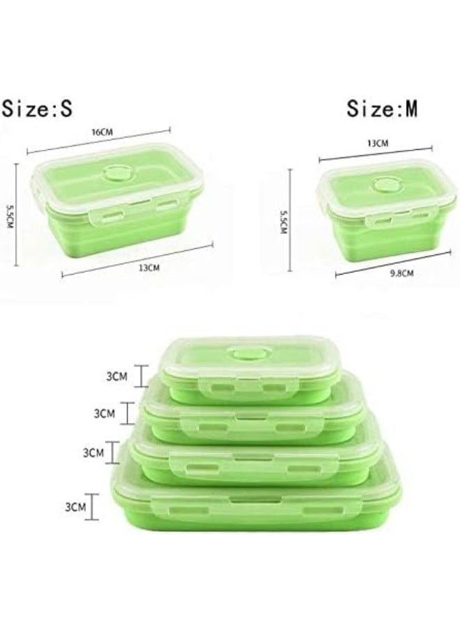 Generic Lunch Boxes - Silicone Bento Lunch Box Square Leak-Proof Refrigerator Storage Box Sealed Storage Box Portable Folding Lunch Box Food Container  - Image 2
