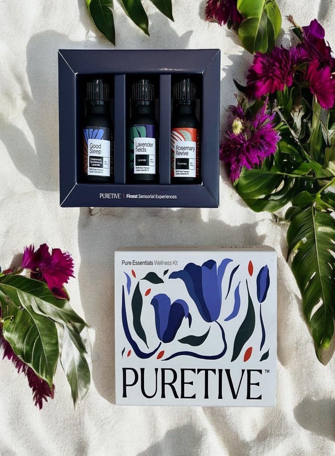 PURETIVE Pure Wellness Kit | 100% Pure Essential Oil | Lavender Fields for Stress Relief | Good Sleep for Natural Sleep | Rosemary Revive for Hair Growth | Set of 3 - Image 1