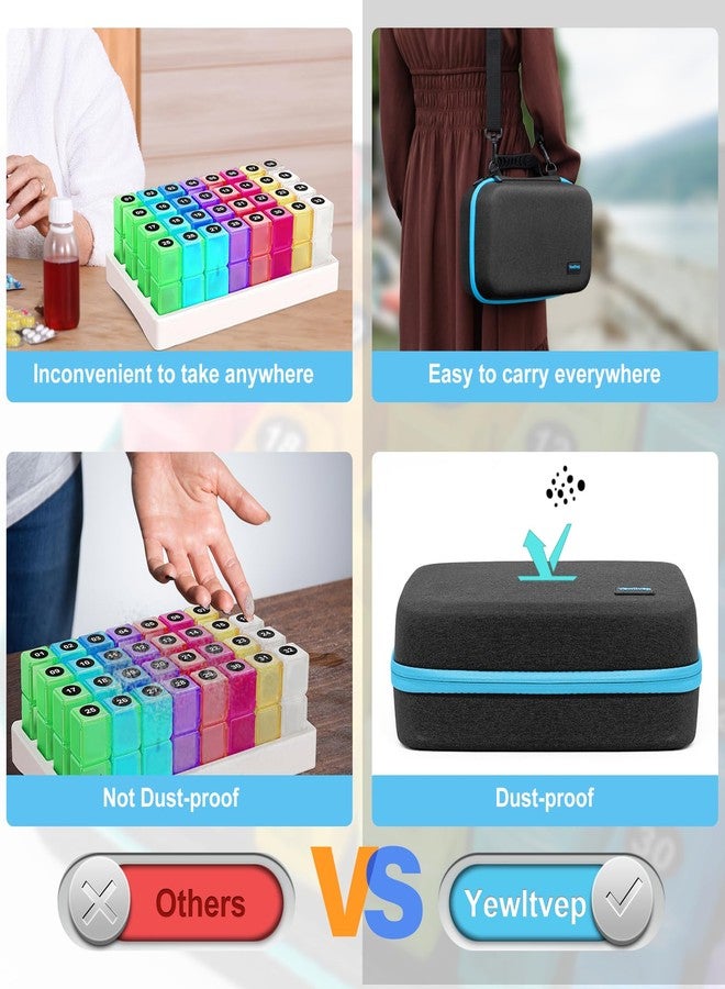 Yewltvep Monthly Pill Organizer 4 Times a Day, Pill Box Organizer with 32 Daily Compartments, 30 Day Pill Organizer 4 Times a Day Pill Holder with Hard Shell Travel Case+Weekly Pill Bag 4 Times a Day - Image 5