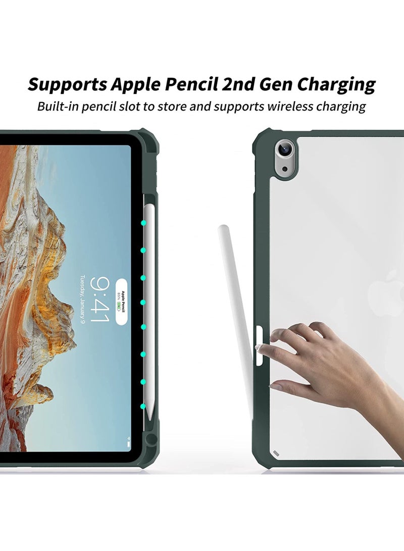 Rock Pow Case for iPad Air 5th Generation (2022) iPad Air 4th Gen (2020) 10.9 inch [Built-in Pencil Holder] Trifold Stand Shockproof Cover with Clear Transparent Back Shell Auto Sleep Wake - Image 4