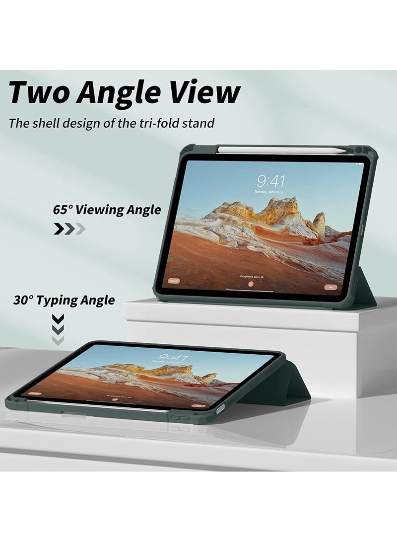 Rock Pow Case for iPad Air 5th Generation (2022) iPad Air 4th Gen (2020) 10.9 inch [Built-in Pencil Holder] Trifold Stand Shockproof Cover with Clear Transparent Back Shell Auto Sleep Wake - Image 5