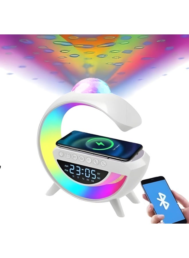 Wireless G-Shape Night Light Speaker with LED Luminous Display, Smart Radio, Digital Clock, Small Wake-up Light Clock, Portable Bluetooth Music Lamp for Bedroom, Desk, or Kids Room  - Image 5