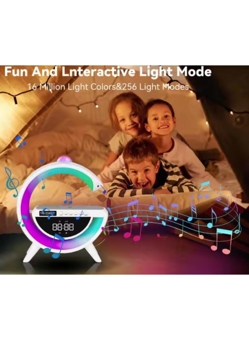 Wireless G-Shape Night Light Speaker with LED Luminous Display, Smart Radio, Digital Clock, Small Wake-up Light Clock, Portable Bluetooth Music Lamp for Bedroom, Desk, or Kids Room  - Image 1