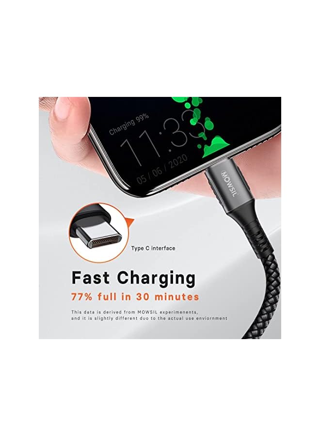 MOWSIL 100W Type C PD Fast Charging Cable, 2 Meters Length, Black - Image 2