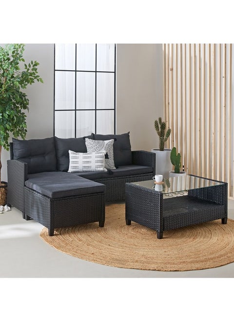 Enzo 3-Piece Outdoor Corner and Coffee Table Set with Cushions 67 x 76 x 176 cm