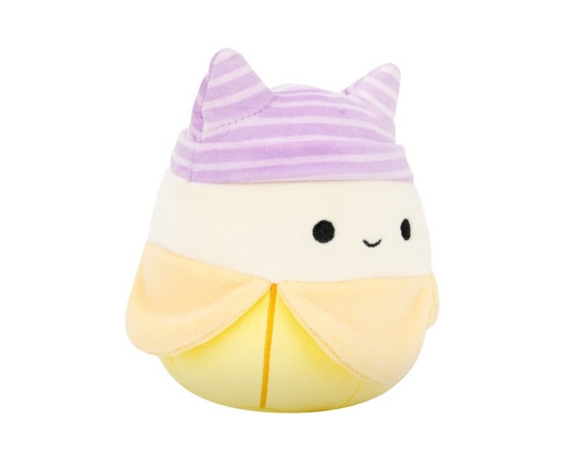 Squishmallows Little Plush Junie Yellow Banana Plush Toy with Purple Striped Cat Beanie â€“ 13 cm Soft Collectible Stuffed Animal - Image 2