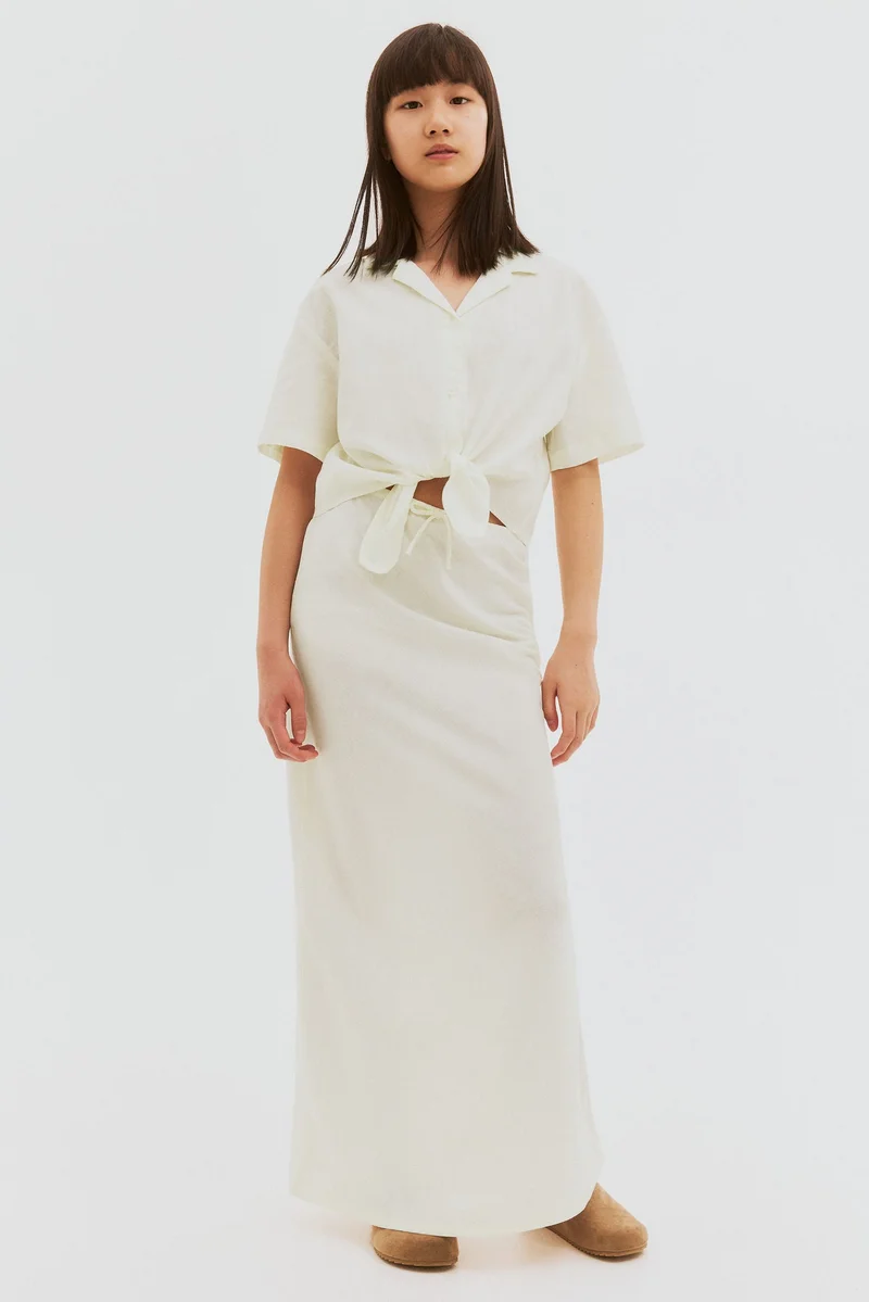 H&M Cropped knot-detail shirt