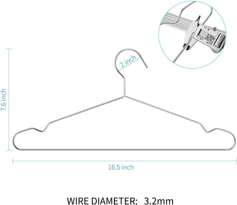 FSUTEG Coat Hangers, 40 Pack Wire Hangers Stainless Steel Metal Hangers Heavy Duty Hangers, Ultra Thin Clothes Hangers 16.5in - Image 5