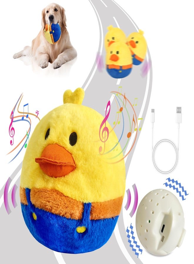 YONLIT Rechargeable Interactive Moving Dog Toys, Automatic Crazy Jumping Duck for Boredom, Attractive Squeaky Plush Duck Covers A Talking Bouncing Ball with Recording Playback, Puppy Toys to Keep Them Busy - Image 1
