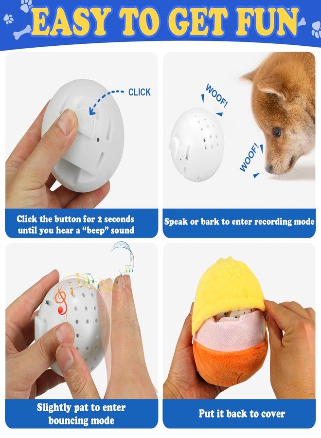 YONLIT Rechargeable Interactive Moving Dog Toys, Automatic Crazy Jumping Duck for Boredom, Attractive Squeaky Plush Duck Covers A Talking Bouncing Ball with Recording Playback, Puppy Toys to Keep Them Busy - Image 4