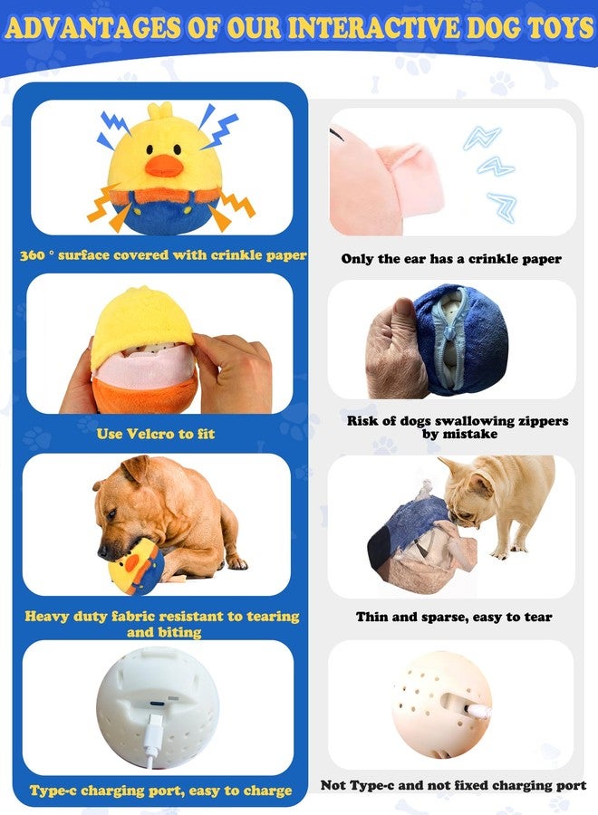 YONLIT Rechargeable Interactive Moving Dog Toys, Automatic Crazy Jumping Duck for Boredom, Attractive Squeaky Plush Duck Covers A Talking Bouncing Ball with Recording Playback, Puppy Toys to Keep Them Busy - Image 5