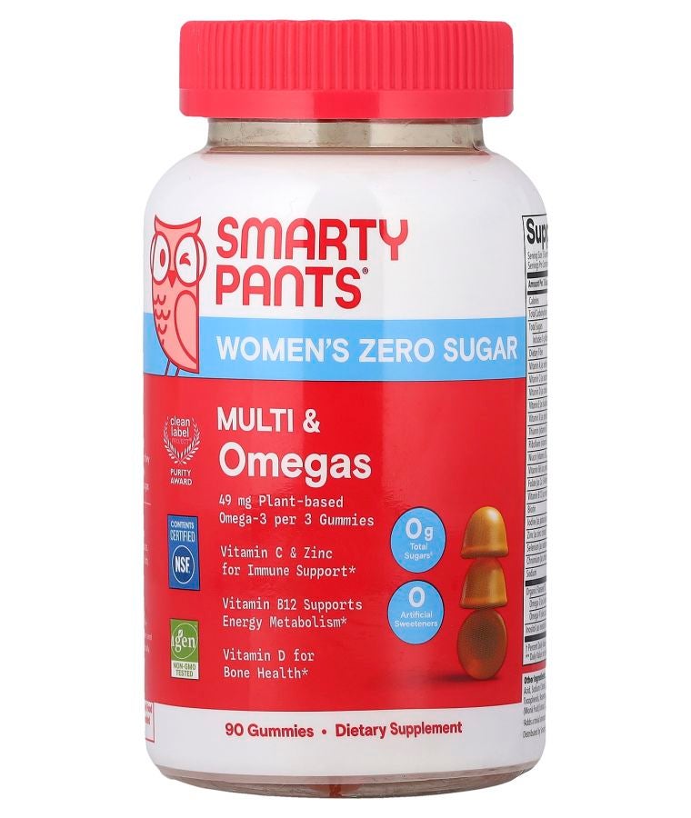 SmartyPants Women's Zero Sugar Multi & Omegas Gummies Orange 90 Gummies