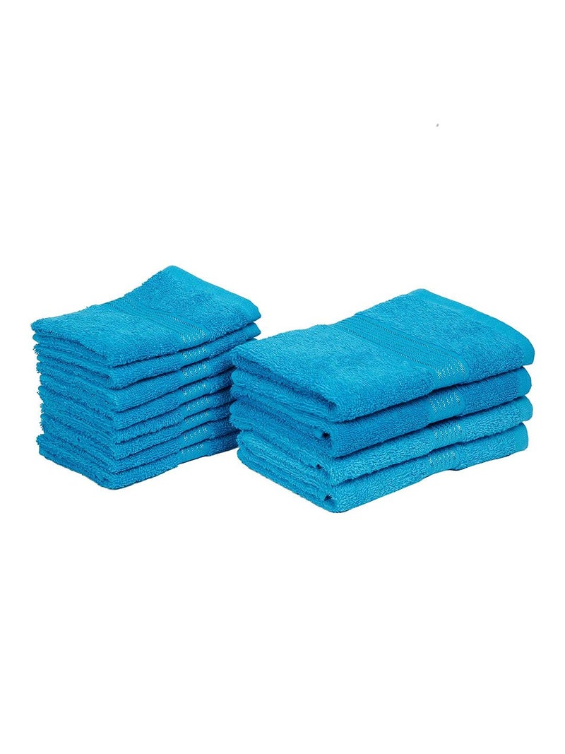 KOPA [12pc] Quick Dry 100% Cotton Soft Terry Towel -4pc Hand, 8pc Face (d'ross) | Quick Dry 100% Cotton | Super Absorbent, Lightweight, Odour Free - for Men, Women, Kids Solid-Turq - Image 4
