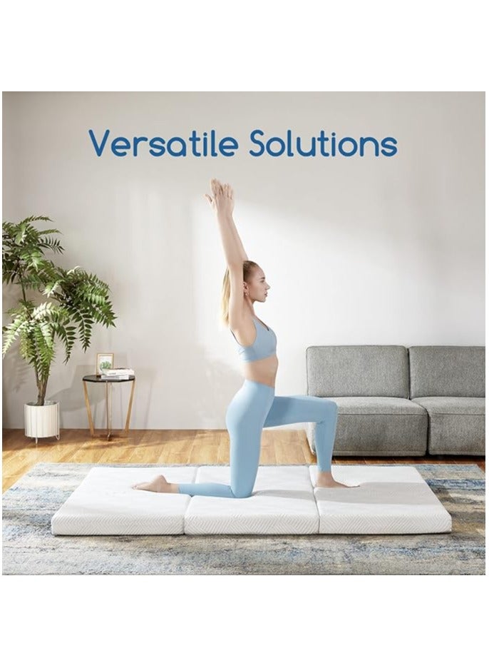 Comfy مرتبة طبية فاخرة من الفوم الساتان القابل للطي باللون الأبيض مريحة 180 × 90 × 7 سم - Image 2