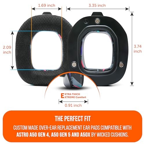WC Mod Kit A50 - Cooling Gel Earpads + Headband Replacement for Astro A50 Gen 4, Gen 5 & A50X by Wicked Cushions | Enhanced Comfort, Cooling & Durability | 90's Black - Image 5