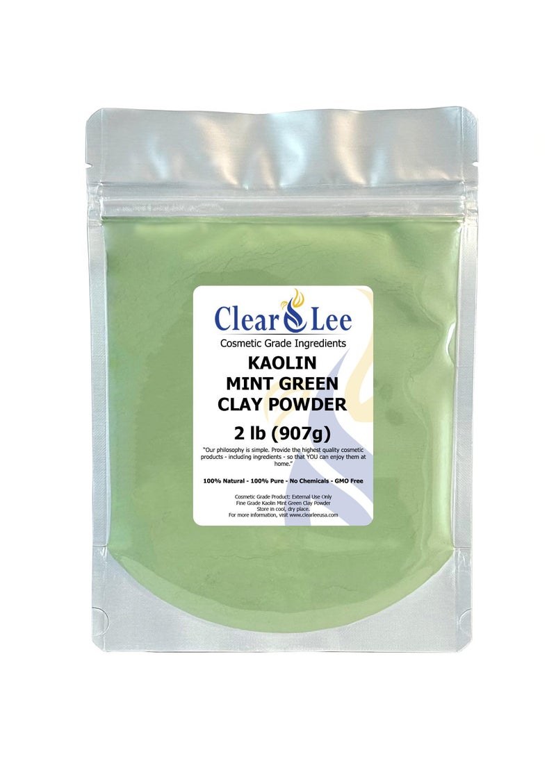 ClearLee ClearLee Kaolin Mint Green Clay Cosmetic Grade Powder - 100% Pure Natural Powder - Great For Skin Detox, Rejuvenation, and More - Heal Damaged Skin - DIY Clay Face Mask (2 lb) 