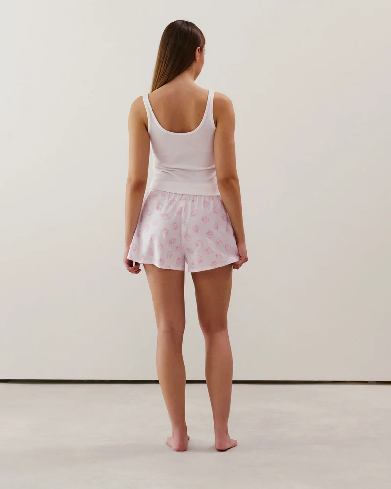 UNDIZ Strawberry-pattern cotton shorts - off-white