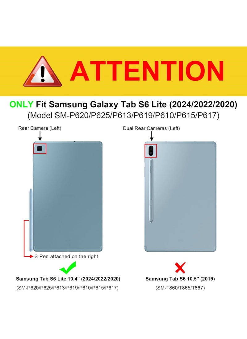 Rock Pow - Hybrid Slim Case for Samsung Galaxy Tab S6 Lite 10.4 Inch 2024/2022/2020 with S Pen Holder Shockproof Cover with Clear Transparent Back Shell - Image 1